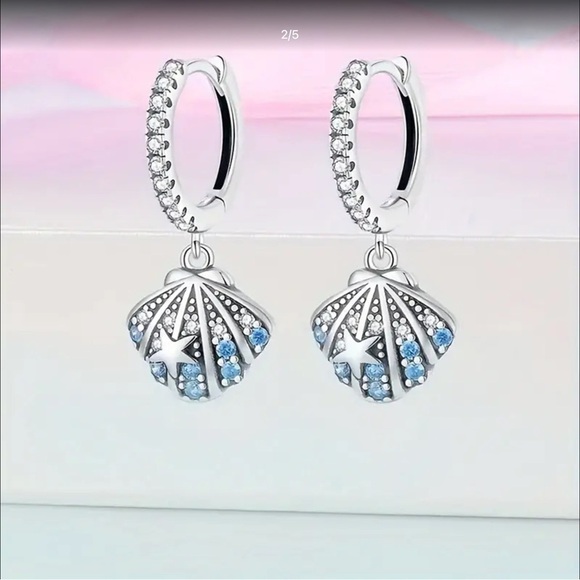 Jewelry - Seashell Cubic Zirconia Dangle Earrings